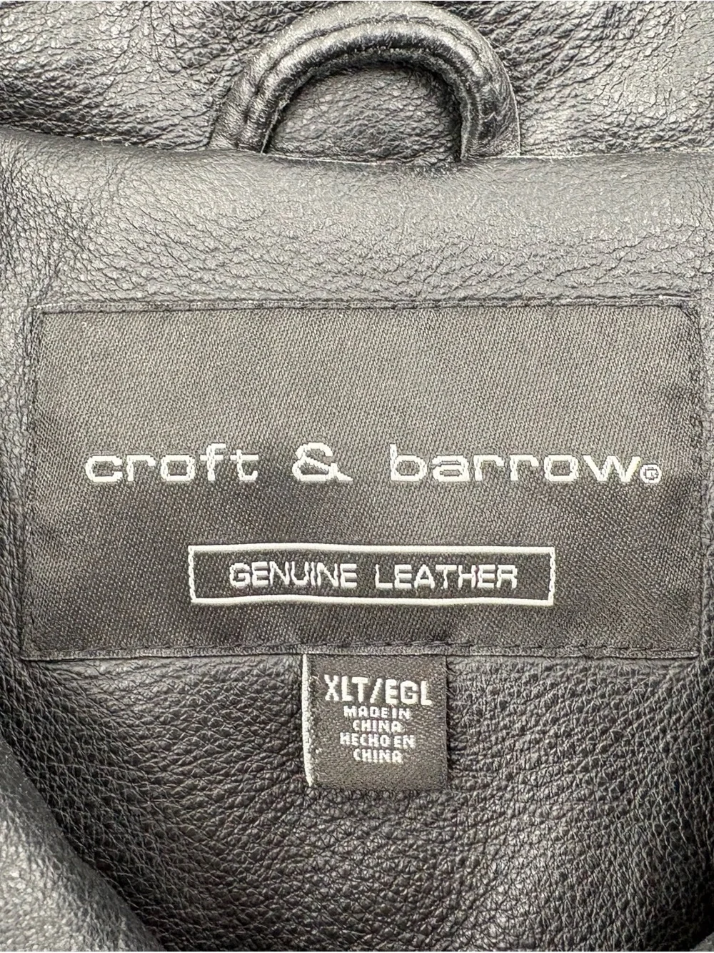 croft & barrow Black Leather Bomber Jacket